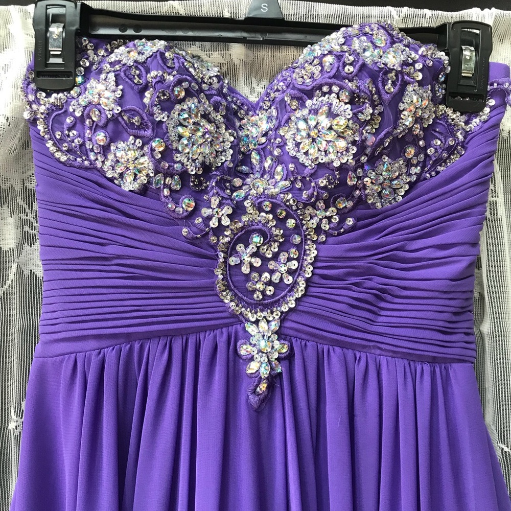 BEE DARLIN🌹LONG PURPLE PROM DRESS🌹CHIFFON🌹ZIP🌹 - Picture 4 of 7